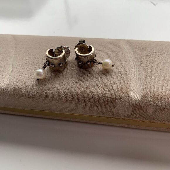 Vintage Sterling Silver Earrings With Pearl